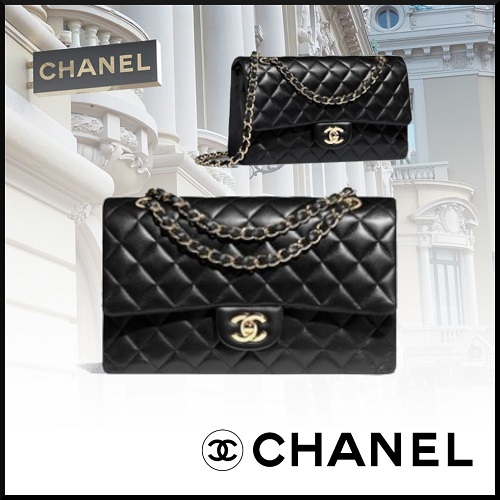 [스페셜오더]CHANEL-A01112 샤넬 블랙 램스킨 클래식 미디엄 플랩백 골드/실버