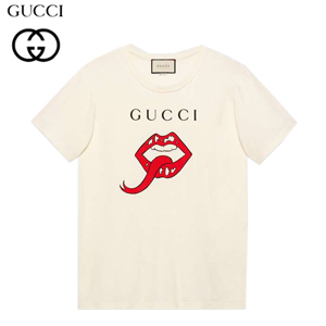 GUCCI-493117 7136 구찌 입 모양 디테일 장식 티셔츠(남여공용)