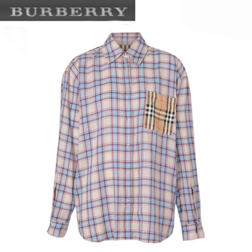 BURBERRY-80169001 버버리 빈티지 체크 패널 체크 보일 셔츠