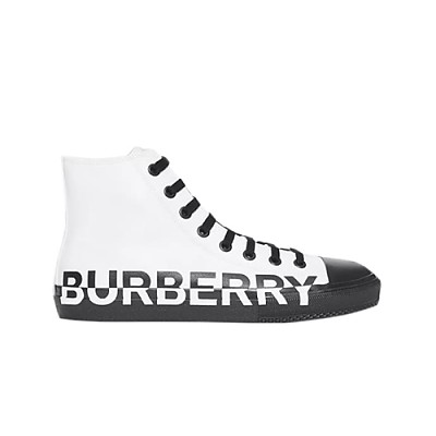 BURBERRY-80182731 버버리 로고 프린트 개버딘 하이톱 스니커즈