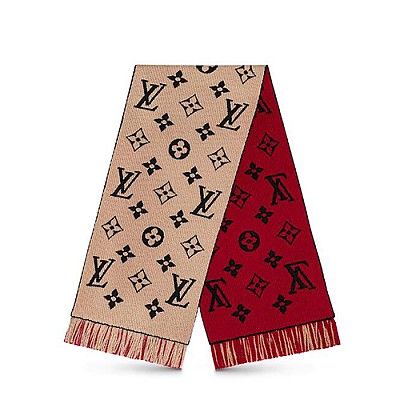 LOUIS VUITTON-M73886 루이비통 베이지/레드 로고 듀오 스카프