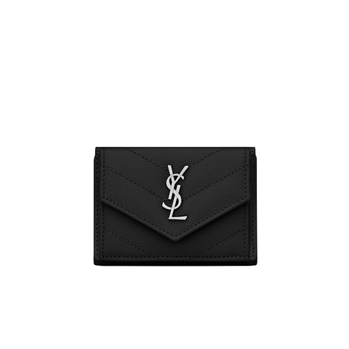 [스페셜오더]SAINT LAURENT-505118 생 로랑 블랙 마틀라세 은장 모노그램 티니 월릿