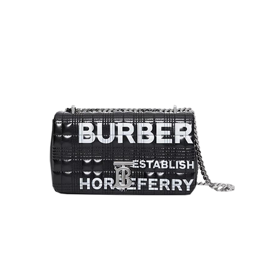 [스페셜오더]BURBERRY-80216191 버버리 블랙 스몰 호스페리 프린트 퀼팅 은장 롤라백