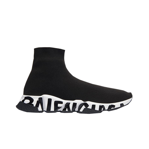 BALENCIAGA-605972 발렌시아가 블랙/화이트 그래피티 로고 스피드 트레이너 남여공용