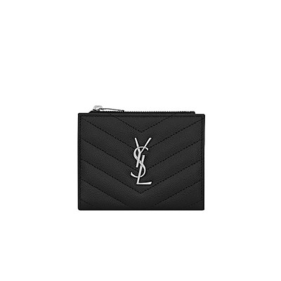 [스페셜오더]SAINT LAURENT-517045 생 로랑 블랙 텍스처드 퀼티드 송모노그램 지퍼 카드 케이스