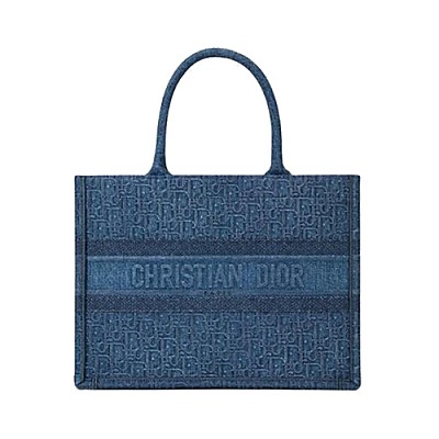 DIOR-디올 에크루/블루 Oblique 자수 Dior Book Tote 라지 토트백 42cm - M1286ZRIW_M828