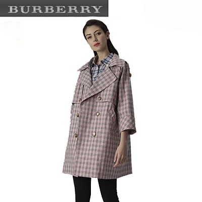 BURBERRY-03266 버버리 베이지 체크 무늬 코트 여성용