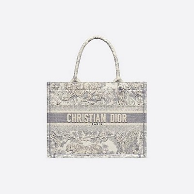 [스페셜오더]CHRISTIAN DIOR-M1296 디올 블루 Toile de Jouy Palms 자수 스몰 DIOR BOOK TOTE 백