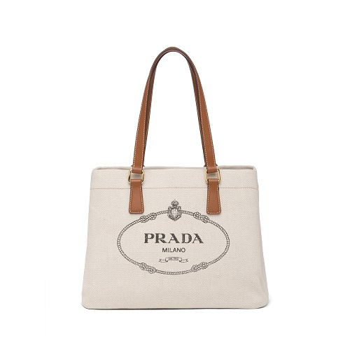 [스페셜오더]PRADA-1BG356 프라다 베이지 린넨 프린트 로고 토트백