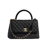 [스페셜오더]CHANEL-A92991 샤넬 블랙 캐비어 골드 메탈 버건디 코코 핸들 미디엄 플랩 백