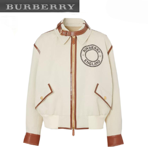 BURBERRY-45640761 버버리 바닐라 로고 그래픽 코튼 캔버스 램스킨 블루종