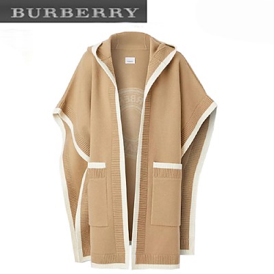 BURBERRY-80290001 버버리 화이트 로고 그래픽 자카드 후드 케이프