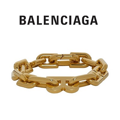 BALENCIAGA-599334 발렌시아가 실버 메탈 B 로고 체인 여성용 팔찌 / 브레이슬릿