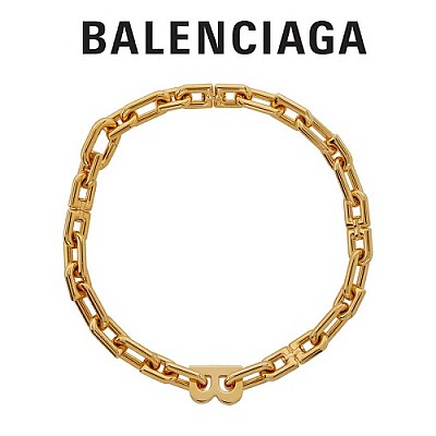 BALENCIAGA-599334 발렌시아가 실버 메탈 B 로고 체인 여성용 팔찌 / 브레이슬릿