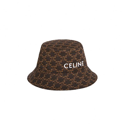 CELINE-2AUD3 셀린느 화이트 로고 프린트 버킷 햇 남녀공용 벙거지 모자