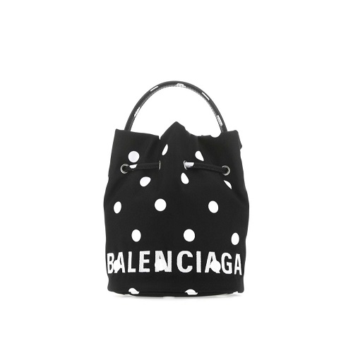 [스페셜오더]BALENCIAGA-619458 발렌시아가 블랙&화이트 WHEEL XS 드로스트링 버킷 백