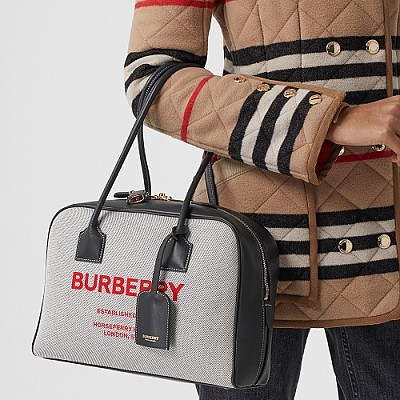 [스페셜오더]BURBERRY-80368541 버버리 내추럴&탠 미디엄 호스페리 프린트 하프 큐브 백