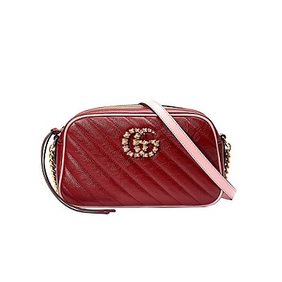 [스페셜오더]GUCCI-447632 6433 구찌 GG Marmont 레드 벨벳 스몰 숄더 백