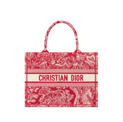 [스페셜오더]CHRISTIAN DIOR-M1296 디올 라즈베리 Toile de Jouy Reverse 자수 스몰 DIOR BOOK TOTE 백