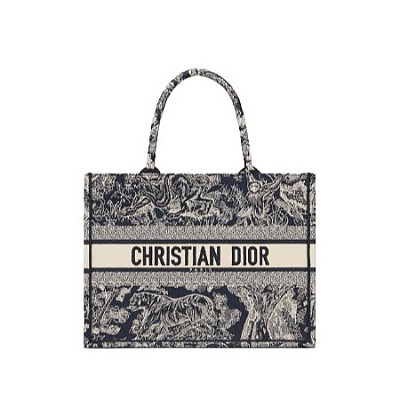 DIOR-디올 에크루/블루 Oblique 자수 Dior Book Tote 라지 토트백 42cm - M1286ZRIW_M828