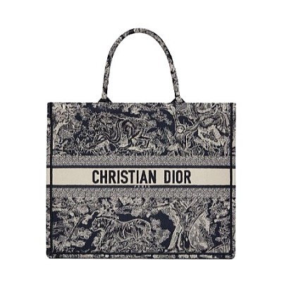 DIOR-디올 에크루/블루 Oblique 자수 Dior Book Tote 라지 토트백 42cm - M1286ZRIW_M828