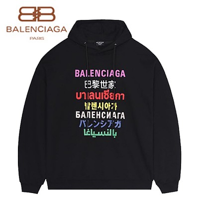 BALENCIAGA-08257 발렌시아가 화이트 프린트 장식 후드 티셔츠 남여공용