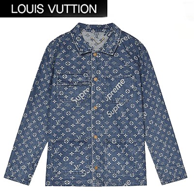 LOUIS VUITTON-082513 루이비통 블루 루이비통 X 수프림 콜라보 모노그램 데님 셔츠 남성용