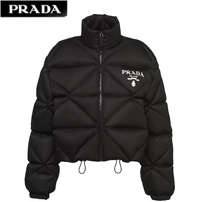 PRADA-291947 프라다 화이트 리나일론 개버딘 크롭 다운 재킷 여성용