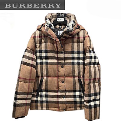 BURBERRY-09305 버버리 브라운 체크 무늬 패딩 남여공용