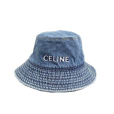 CELINE-102010 셀린느 블랙 송아지 가죽 CELINE 아플리케 장식 버킷 햇 남여공용