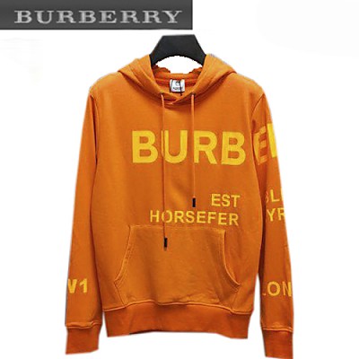 BURBERRY-11029 버버리 화이트 프린트 장식 후드 티셔츠 남성용