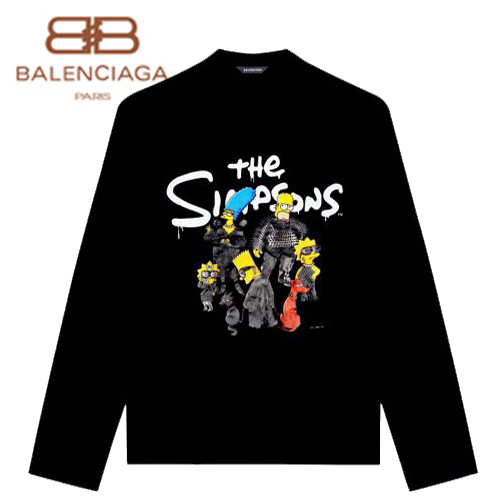 BALENCIAGA-12186 발렌시아가 블랙 The Simpsons 긴팔 티셔츠 남여공용