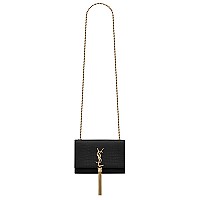 [스페셜오더]SAINT LAURENT-474366 생 로랑 블랙 크로커다일 실버 메탈 스몰 케이트 체인 태슬 백