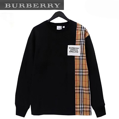 BURBERRY-11308 버버리 화이트 체크 무늬 디테일 스웨트셔츠 남성용