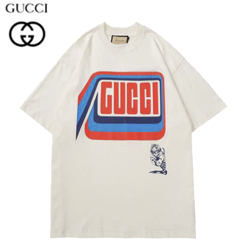 GUCC*-03224 구찌 아이보리 GUCCI 프린트 장식 티셔츠 남여공용