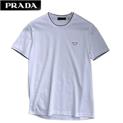 PRAD*-03188 프라다 블랙 코튼 티셔츠 남성용