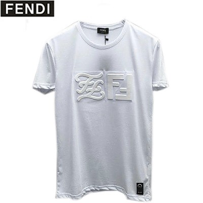 FEND*-04137 펜디 블랙 FF 로고 장식 티셔츠 남성용