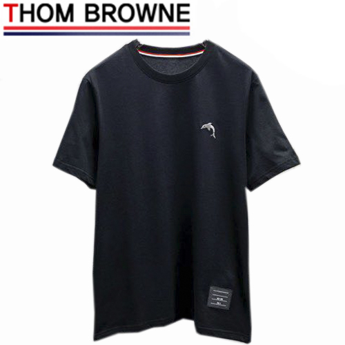 THOM BROWNE-042213 톰 브라운 블랙 돌핀 아플리케 디테일 티셔츠 남성용