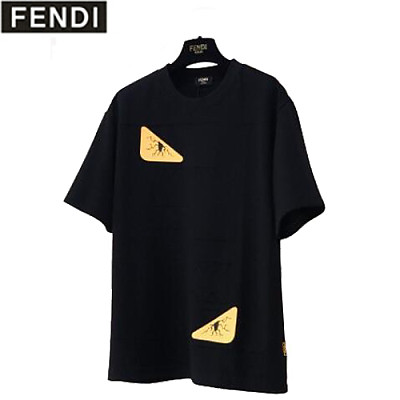 FENDI-05053 펜디 화이트 백 버그 아이 장식 티셔츠 남성용