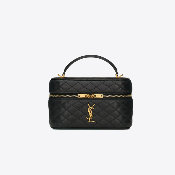 YSL-766731 생 로랑 블랙 램스킨 GABY 배니티 숄더백 18cm