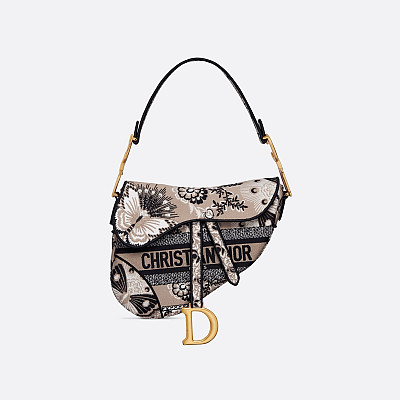 [스페셜오더]DIOR-디올 블루 Toile de Jouy 자수 Saddle 백 25cm