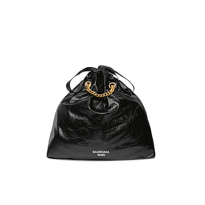 BALENCIAGA-742941 발렌시아가 블랙 CRUSH 미디엄 토트백 39cm