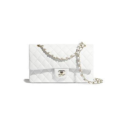 CHANEL-A01112 샤넬 화이트 캐비어 클래식 11.12 미디엄 플랩 백 25.5cm Silver-Tone Metal