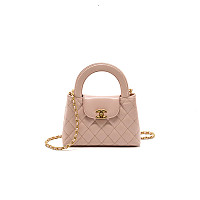 CHANEL-AS4416 샤넬 핑크/에크루 코튼 트위드 Kelly/켈리 미니 쇼핑백 19cm