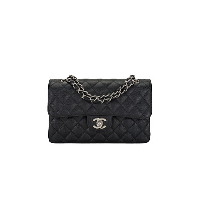 CHANEL-A01113 샤넬 블랙 캐비어 클래식 스몰 플랩 백 23cm Silver-Tone Metal