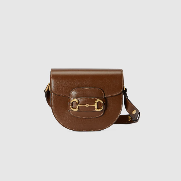 GUCCI-‎760191 구찌 브라운레더 홀스빗 1955 라운드 미니 숄더백 18cm