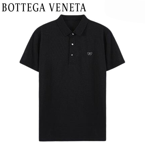 BOTTEGA VENETA-06111 보테가 베네타 블랙 코튼 폴로 티셔츠 남성용