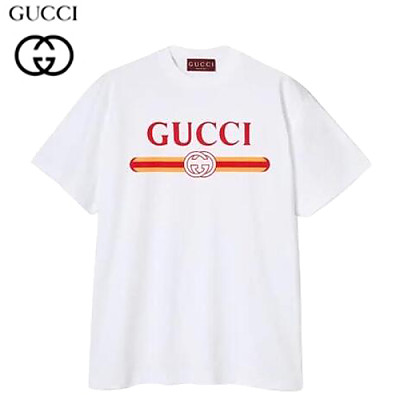 GUCCI-06162 구찌 화이트 프린트 장식 티셔츠 남여공용