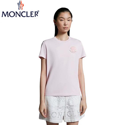 MONCLER-06284 몽클레어 화이트 로고 아플리케 장식 티셔츠 여성용