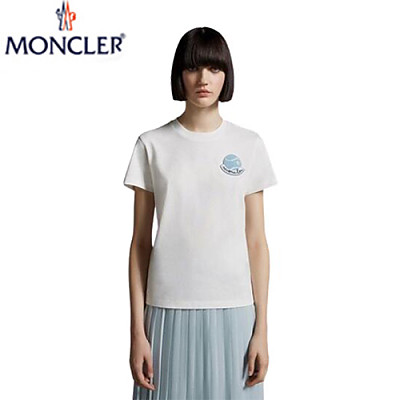 MONCLER-06283 몽클레어 핑크 로고 아플리케 장식 티셔츠 여성용